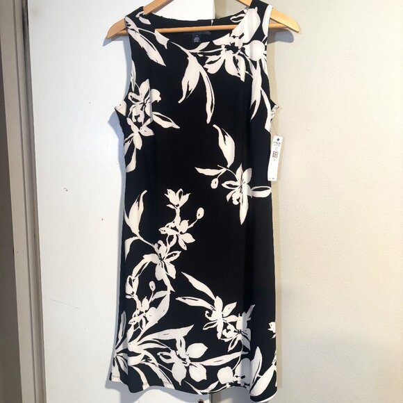 American Living Women’s Black/White Floral Sleeveless Sheath Tank Dress Size 10 - Picture 2 of 11